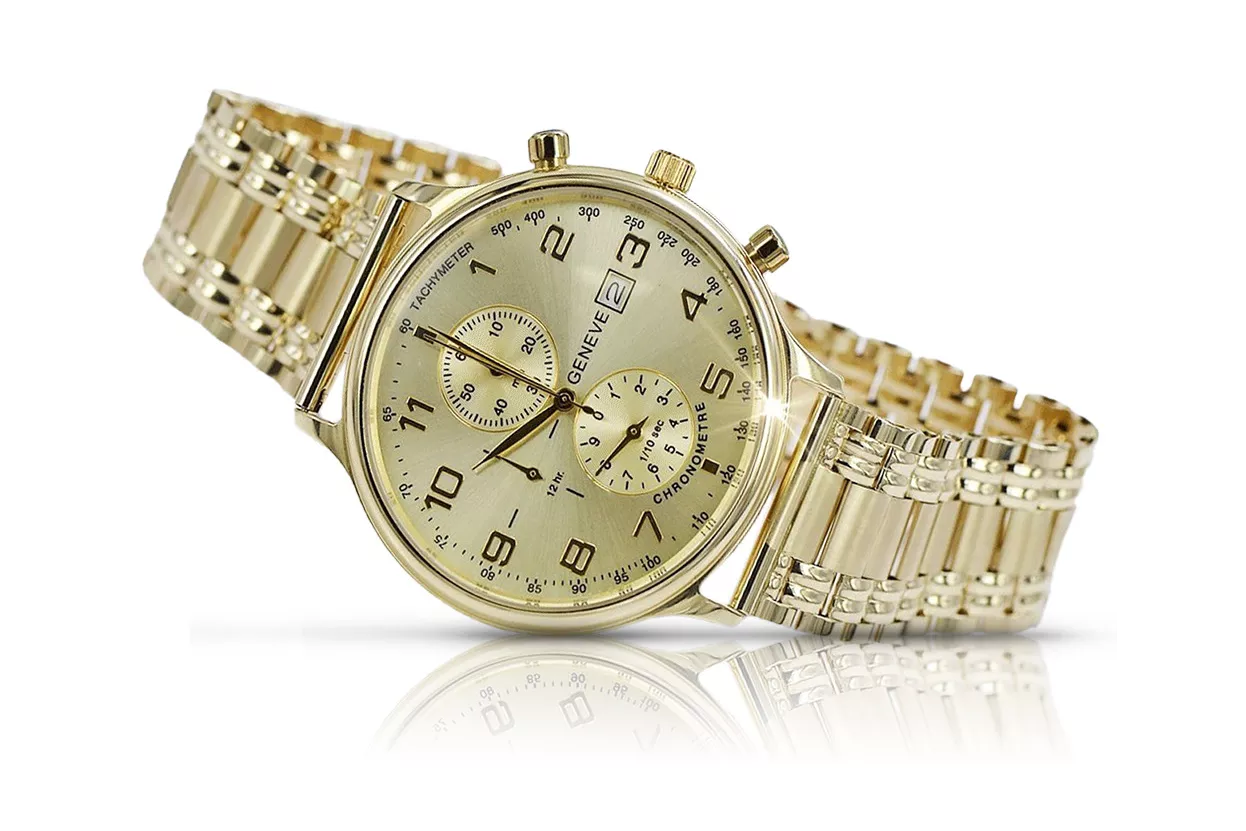 Yellow 14k 585 gold men's Geneve watch mw005ydg&mbw006y18cm