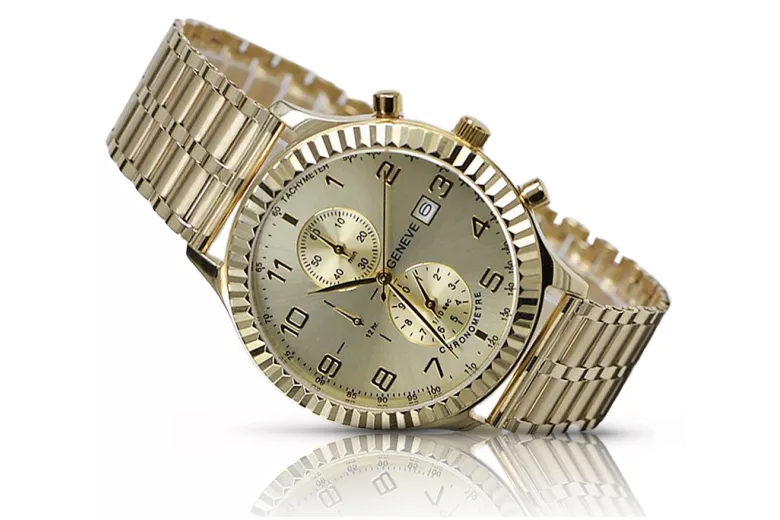 Reloj de oro para hombre Geneve ★ zlotychlopak.pl ★ Pureza de oro 585 333 Precio bajo!