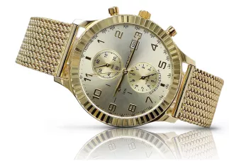 Galben italian 14k 585 ceas de aur pentru bărbați Geneve mw007y&mbw014y