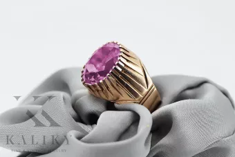 Ring z ružového červeného zlata 14k 585 s Amethystem VRC048 Vintage