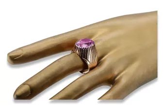 Ring z ružového červeného zlata 14k 585 s Amethystem VRC048 Vintage