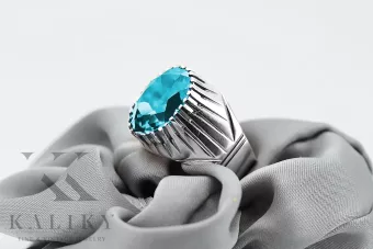 Ασημένιο δαχτυλίδι Ρωσικό 925 με Aquamarine vrc048s Vintage