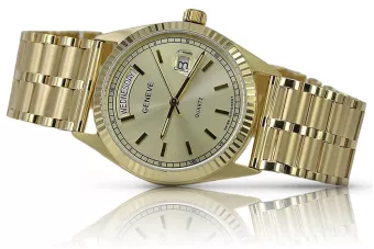 Zlaté hodinky s mužským náramkem 14k 585 Ženeve mw013dydy & mbw007y