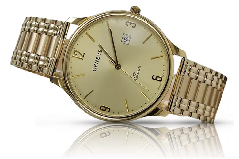 Reloj de oro para hombre Geneve ★ zlotychlopak.pl ★ Pureza de oro 585 333 Precio bajo!