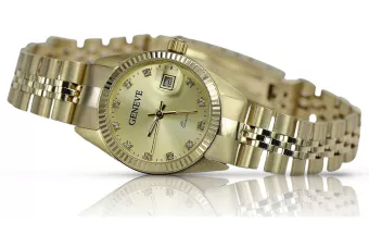 Италиански жълт 14k злато 585 дама Geneve часовник lw091y