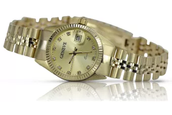 Puikus 14k 585 aukso moteriškas laikrodis Geneve lw091y