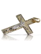 Italienisches katholisches Jesuskreuz aus 14 Karat Gold in Gelb-Weiß ctc003yw