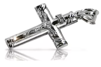 Zlatý katolický kříž 14k 585 s bílým zlatem s Ježíšovým bílým zlatem CTC002W