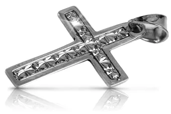 Krzyż Katolicki z białego złota14k 585 zawieszka krzyżyk z Jezusem ctc006w