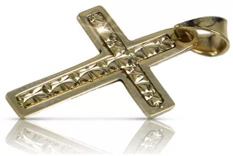 Gold katholisches Kreuz 14k 585 Kreuzanhänger mit Jesus Gelb-Weißgold ctc006