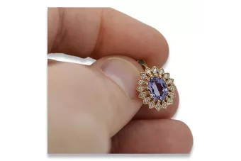 Винтажные розово-розовые серьги с александритом 14 карат 585 пробы vec125 Vintage