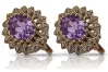 Vintage rose pink 14k 585 gold amethyst earrings vec125 Vintage