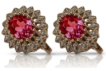 copy of Ruso soviético rosa rosa 14k 585 pendientes de oro vec033 alejandrita rubí esmeralda zafiro ...