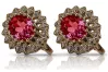 Vintage rose pink 14k 585 gold ruby earrings vec125 Vintage