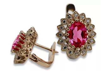 copy of Ruso soviético rosa rosa 14k 585 pendientes de oro vec033 alejandrita rubí esmeralda zafiro ...