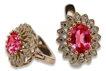 copy of Русский Советский розовый 14k 585 золотые серьги vec033 александрит рубин изумрудный сапфир ...