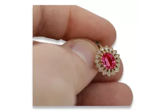 Vintage rose pink 14k 585 gold ruby earrings vec125 Vintage