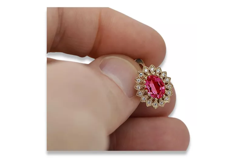 copy of Russische Sowjetische Rose Pink 14k 585 Gold Ohrringe vec033 Alexandrit Rubin Smaragd Saphir ...