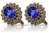 Vintage 14k Pink Gold Sapphire Earrings with Zirconia