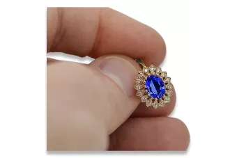 Vintage 14k Pink Gold Sapphire Earrings with Zirconia