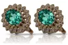 Vintage rose pink 14k 585 gold emerald earrings vec125 Vintage