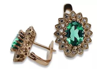 Руски съветски розови обеци с изумруд от 14k 585 злато vec125 Vintage