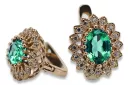 Vintage rose pink 14k 585 gold emerald earrings vec125 Vintage