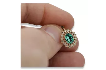 Vintage rose pink 14k 585 gold emerald earrings vec125 Vintage