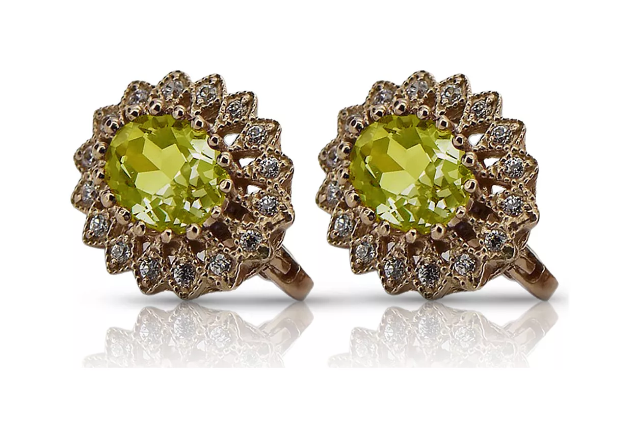 Vintage žiedinės rožinės raudonos 14k aukso 585 su peridotu vec125 Vintage