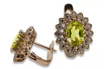 Russische sowjetische rosa 14k 585 Gold Peridot Ohrringe vec125 Vintage