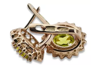 Серьги vec125 Vintage русская советская роза розовая 14k 585 золото перидот