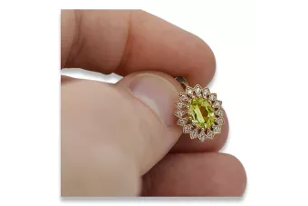 Russische sowjetische rosa 14k 585 Gold Peridot Ohrringe vec125 Vintage