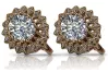 Vintage rose pink 14k 585 gold zircone earrings vec125 Vintage