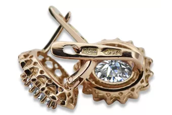 Русские советские розовые серьги из золота 14 карат 585 с цирконом vec125 Vintage