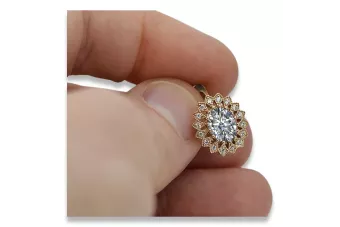 Russische sowjetische rosa 14k 585 Gold Zirkon Ohrringe vec125 Vintage