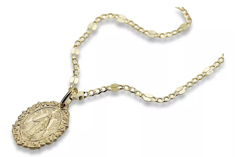 copy of 14k medalion de aur Maica Domnului & Snake lanț pm005y&cc080y