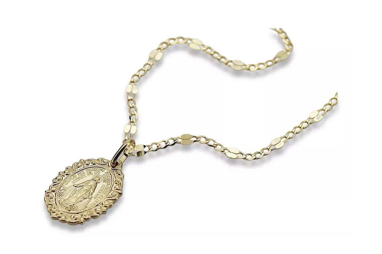 copy of Medallón de la Madre de Dios de oro de 14k y cadena de serpiente pm005y&cc080y