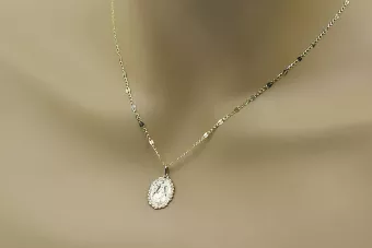 14k 585 aukso Dievo medalionas su figaro grandine
