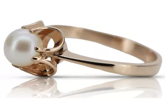 Сребърен пръстен с перла с покритие от розово злато 925 vrpr001rp Руски съветски винтидж стил