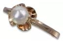 Radziecki 14k 585 złoty Rosyjski pierścionek z różowego złota z perłą