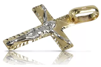 Italienisch Gelb Weiß 14 Karat Gold Katholisches Jesuskreuz ctc007yw