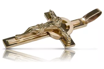 Katolícky kríž kríž s ružovými 14k 585 Red Gold CTC010R