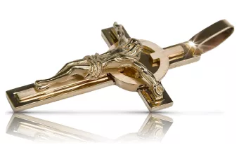 Russische Rose Sowjet Italienisch Gelb Weiß 14 Karat Gold Katholisches Jesuskreuz ctc010r
