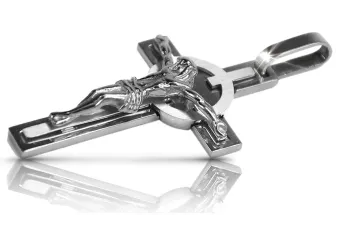 Katalikų kryžius iš 14k baltojo aukso 585 su Jėzumi ctc010w