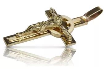 Італійський жовтий 14k золотий католицький хрест Ісуса ctc010y