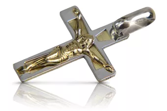 Italienisch Gelb Weiß 14 Karat Gold Katholisches Jesuskreuz ctc013yw