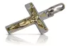 Italian yellow white 14k 585 gold Catholic Jesus cross ctc013yw