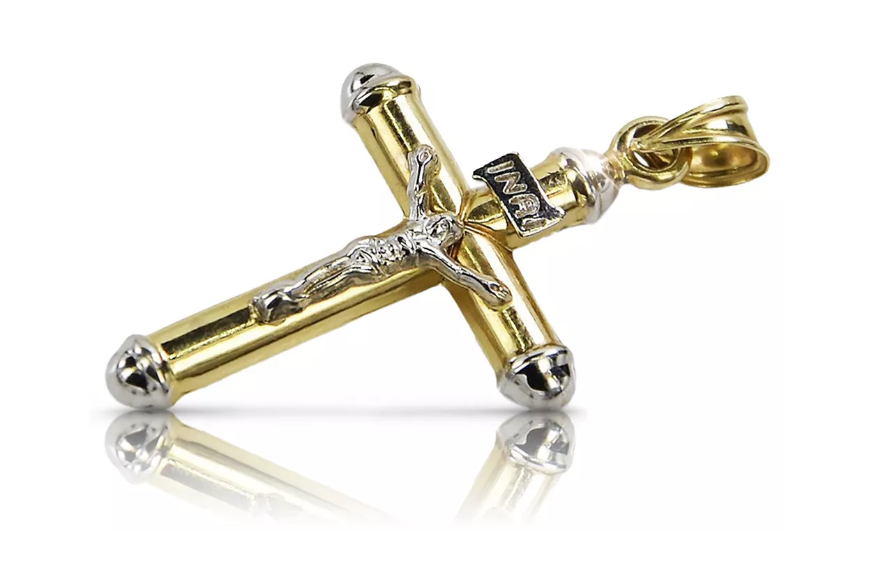 Goldenes katholisches Kreuz ★ russiangold.com ★ Gold 585 333 Niedriger Preis