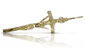 Crucea papală catolică de aur 14k 585 pandantiv cu Jesus Galben Gold CTC020Y