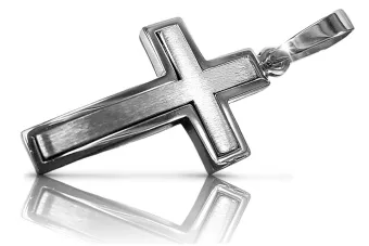 Krzyżyk Katolicki z białego złota 14k 585 zawieszka ctc026w